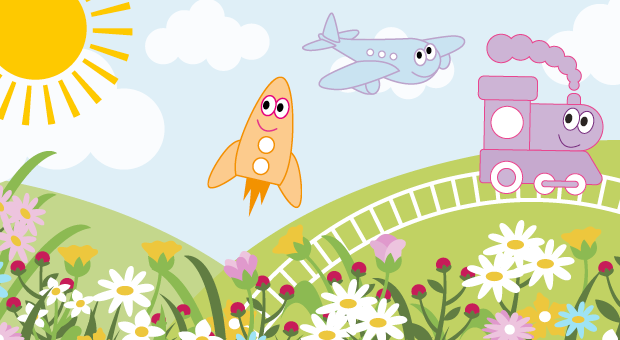 Rocket, plane and train
