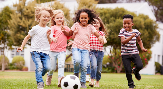 Children playing football