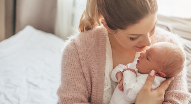 Mother holding baby