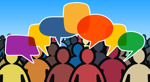 Animated people talking