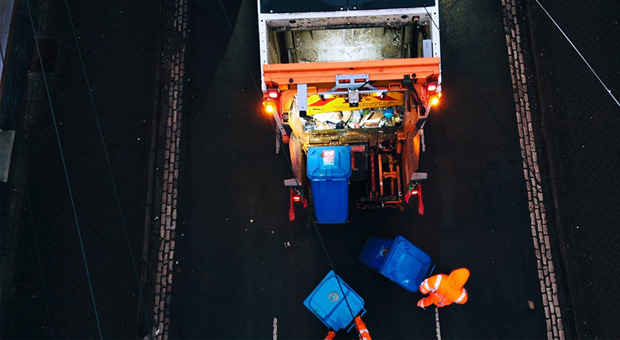 Drone view of bin men