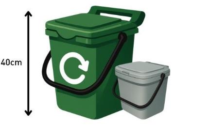 Grey and green containers