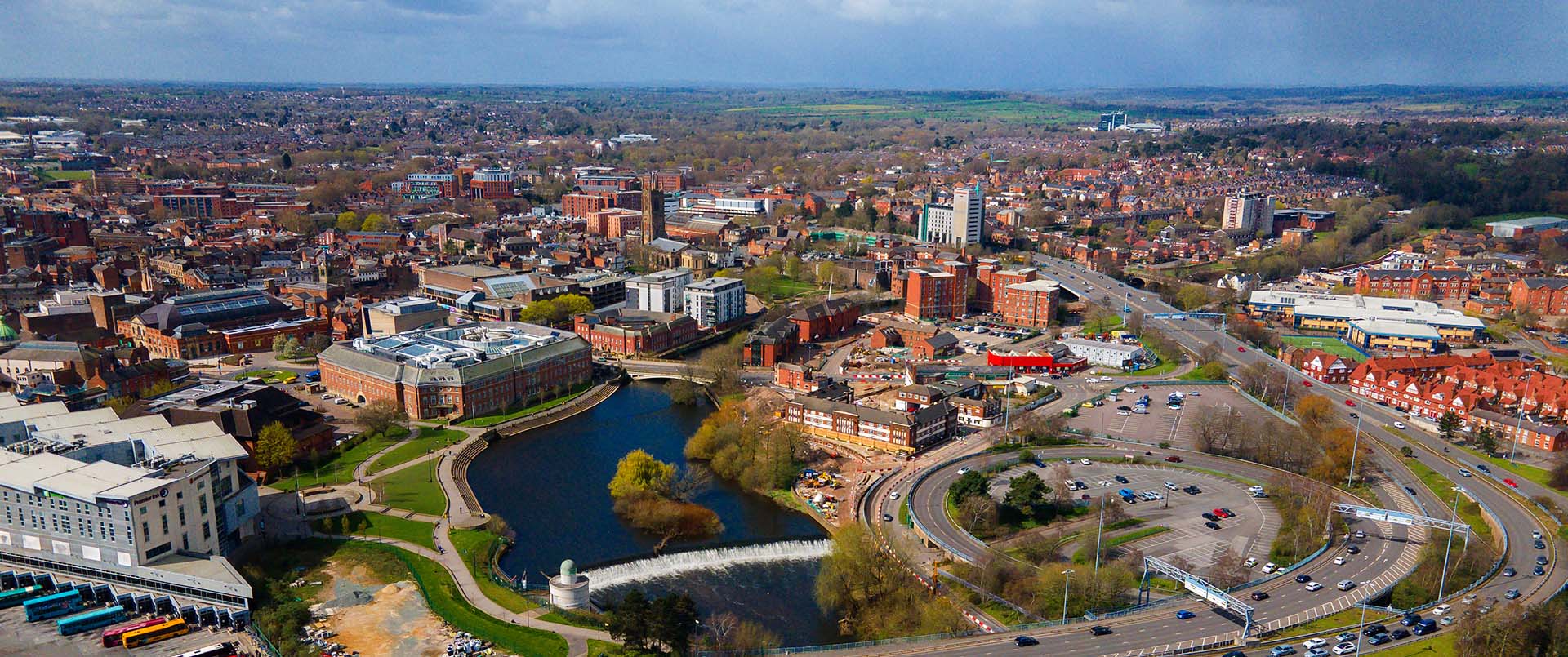 Aerial view of Derby showing Council House
