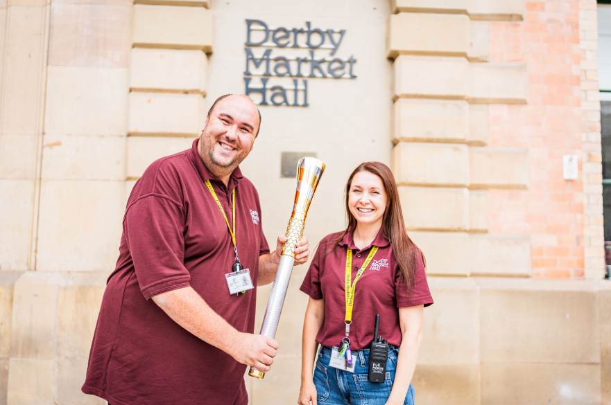 Members of the Derby Market Hall team with the Baton of Hope