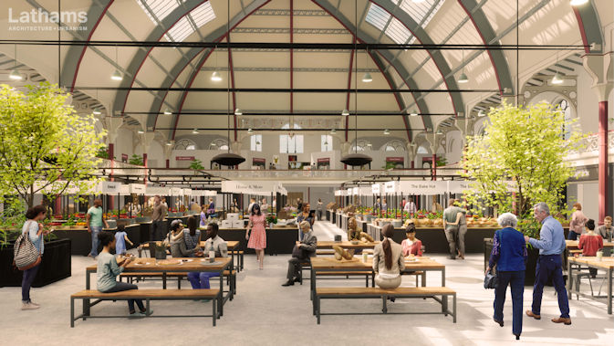An artist's impression of how the inside of Derby Market Hall might look 