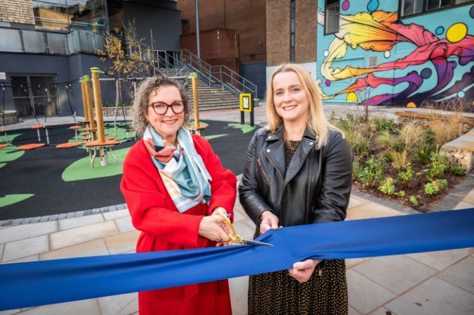 Nadine Peatfield and Beth McDonald opening the garden