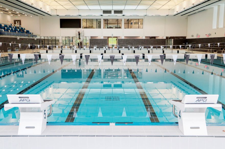 Moorways main swimming pool with dive blocks in the foreground