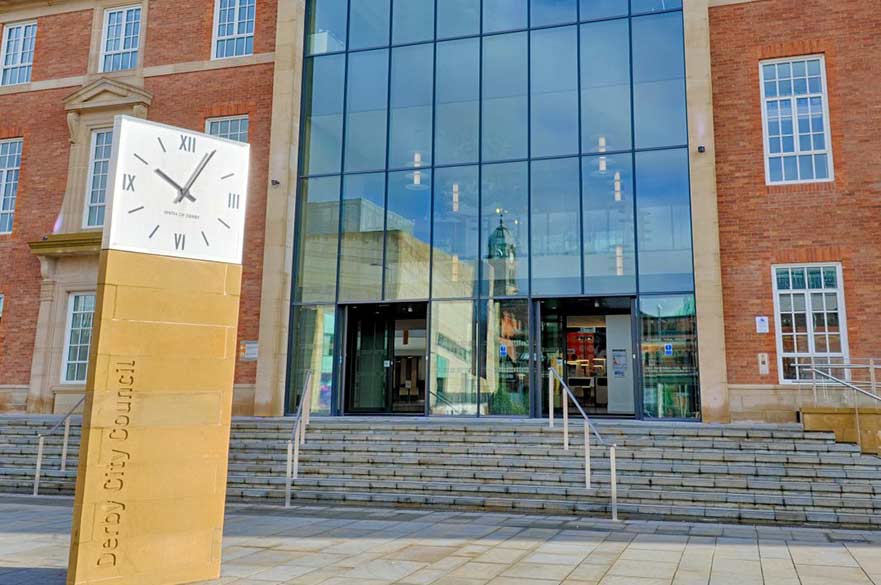 the clock outside Derby city council house