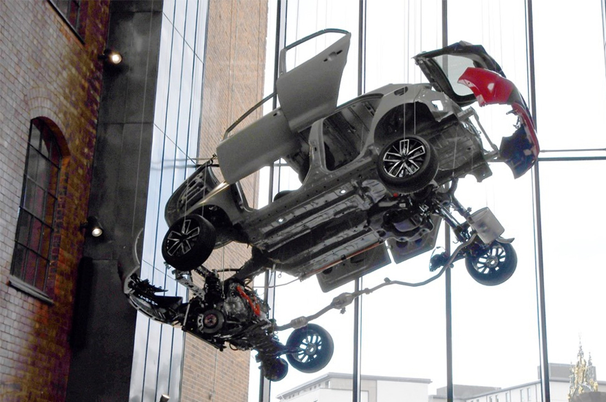 Toyota Corolla suspended in the Museum of Making