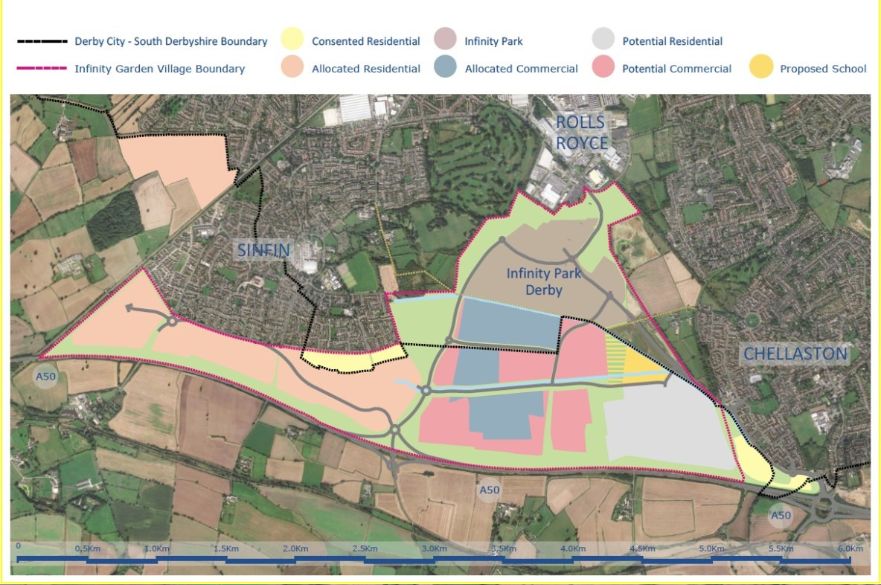 Aerial view of proposed South Derby Growth Zone.