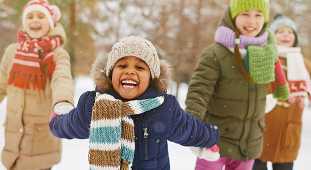 Derby Winter Promise. Children playing in the snow.