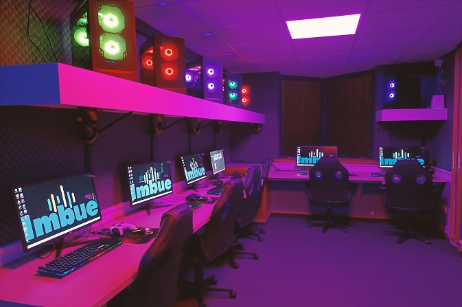 Computers inside Imbue tech and gaming hub for children with SEND in Derby