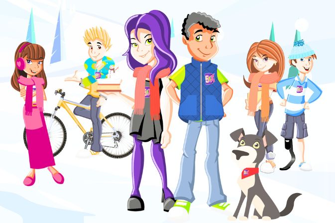 Cartoon image of a group if young people