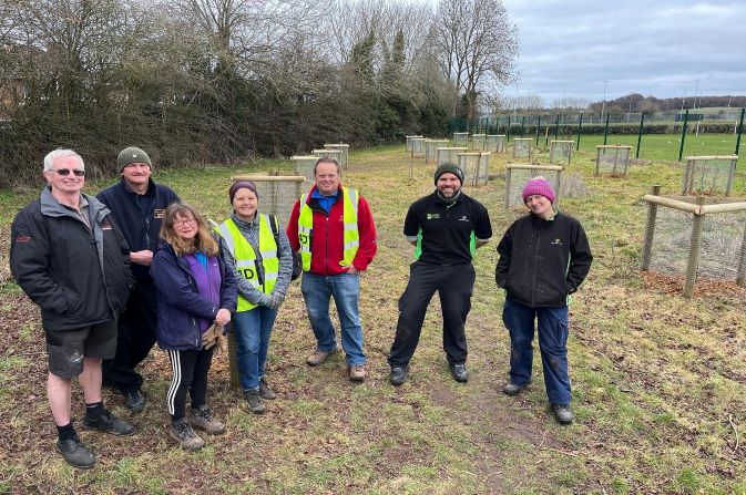 Volunteers at the community orchard that has been planted at Quarn Park in Derby