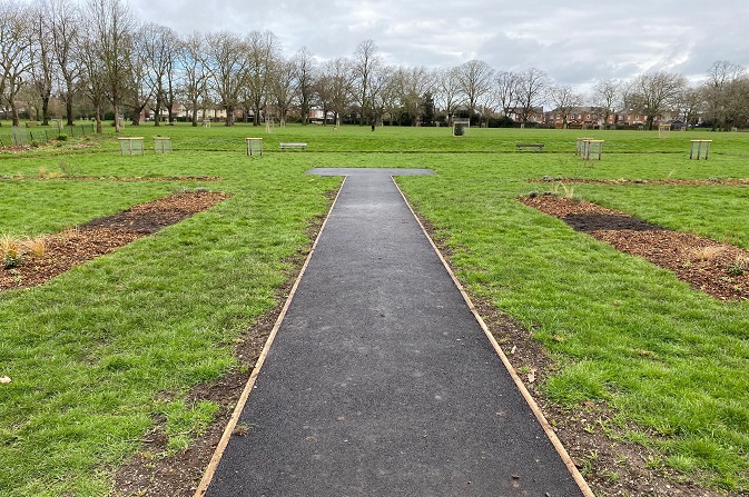 A new path and beds that have been created at Normanton Park