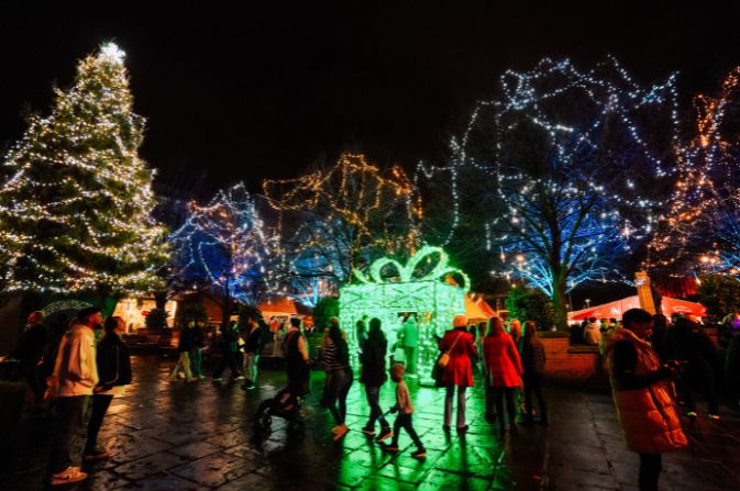 The Christmas lights in Derby Market Place