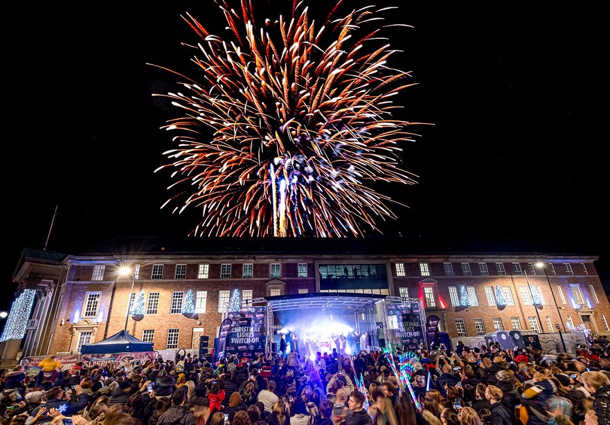 Christmas lights switch on 2021. Credit Graham Whitmore.