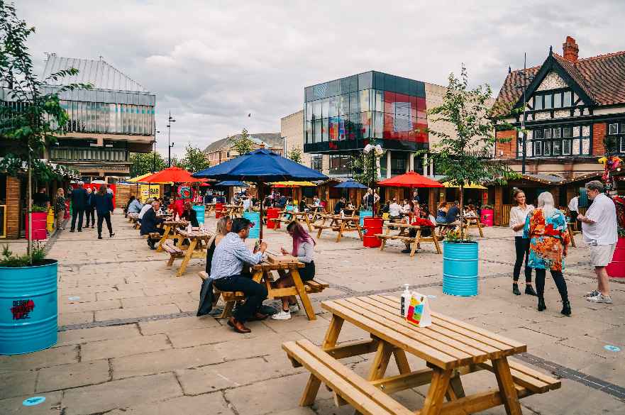 Derby Market Place outdoor dining destination