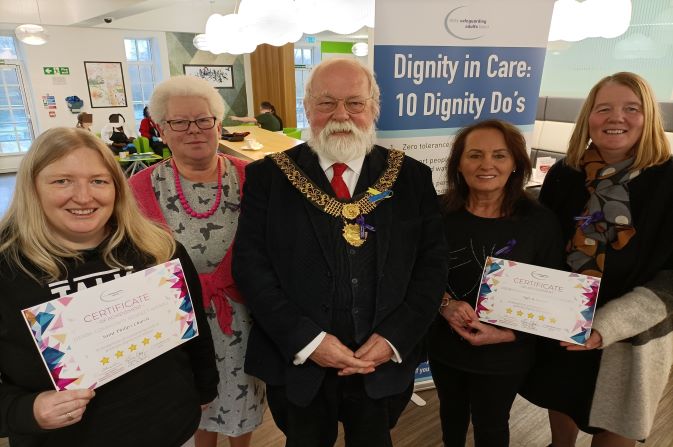 Councillor Robin Wood with award winners on Dignity Action Day