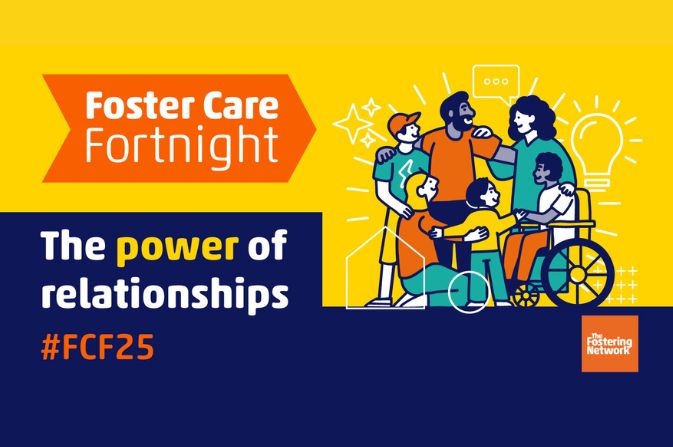 Foster care fortnight logo and words power of relationships