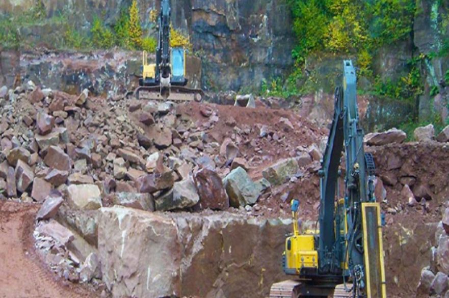 Diggers in a quarry