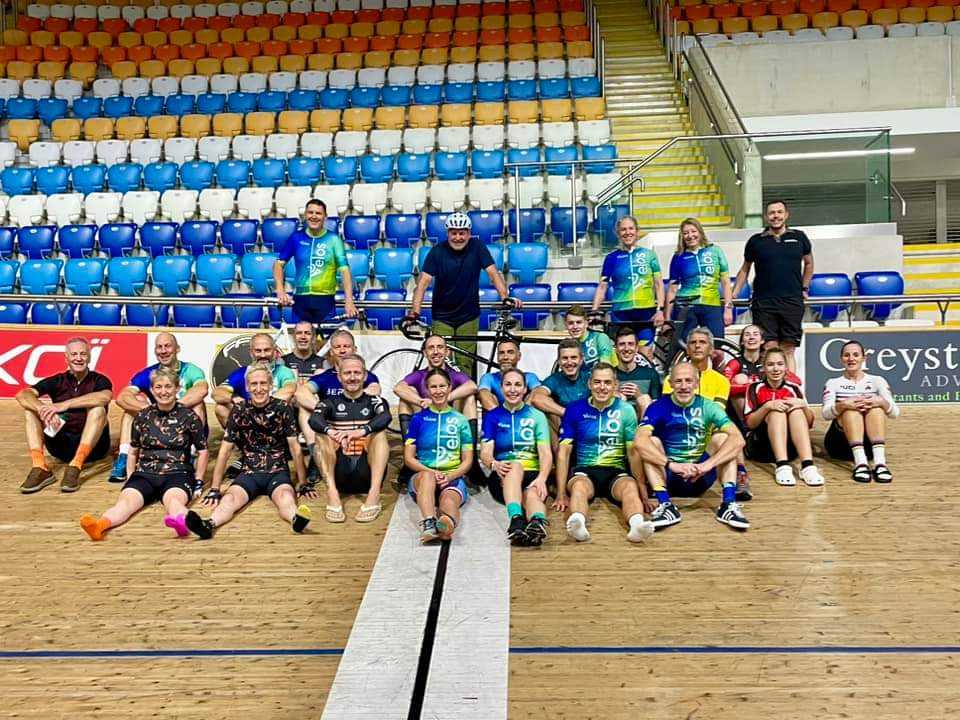 Velos Swift at Derby Arena on the track having group photo