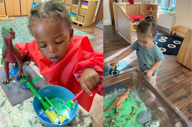 Two-year-olds Khyro and Naomi at their nursery