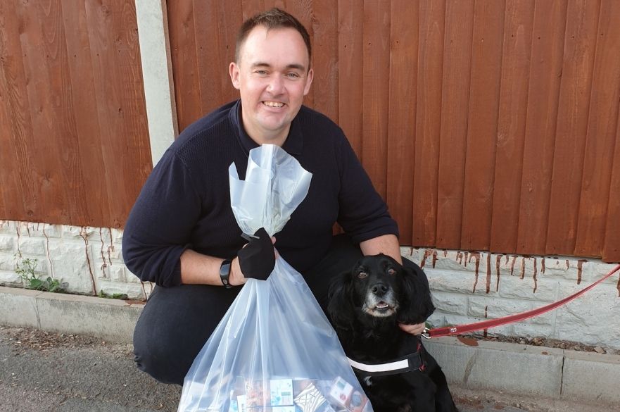 Cllr Smale with sniffer dog