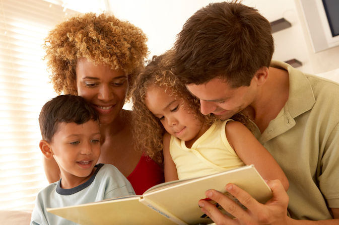 family reading book