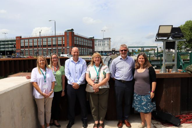 Councillor Carmel Swan, Louise Cresswell (EA), Dave Turnbull (EA), Sarah Banks (DCC), Murray Parker (DCC), and Alex McDonald (EA)