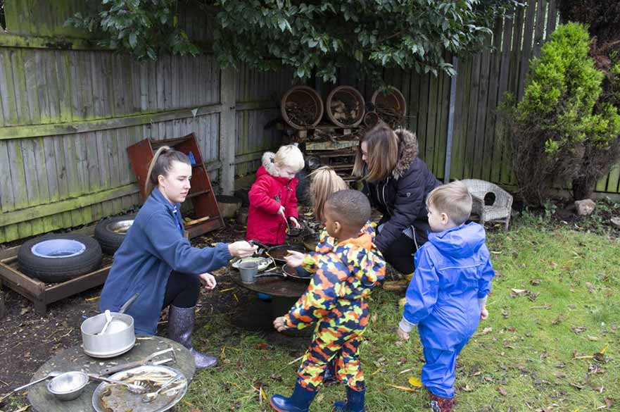 Parents playing with children