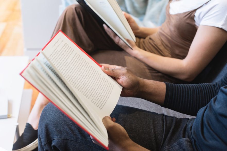 People reading books