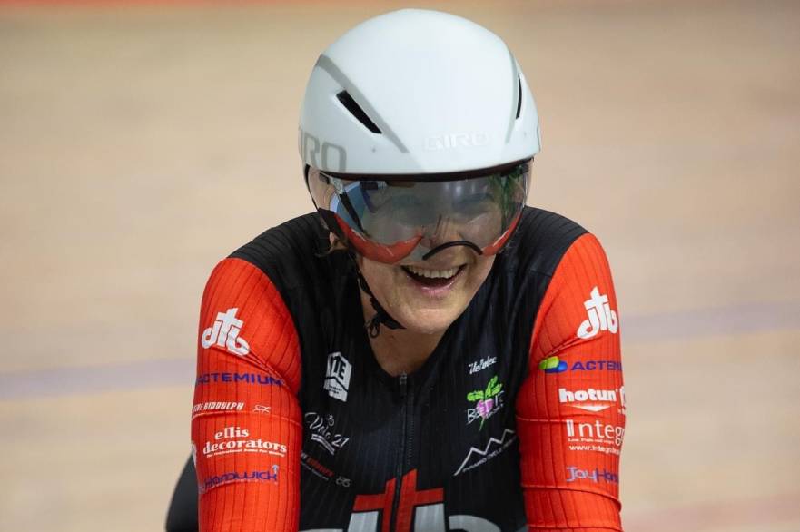 Alison Salthouse at National Masters Track Championships 2022 in Newport