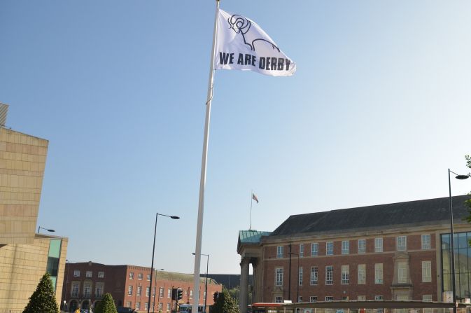 What flag with Derby County Football Club logo