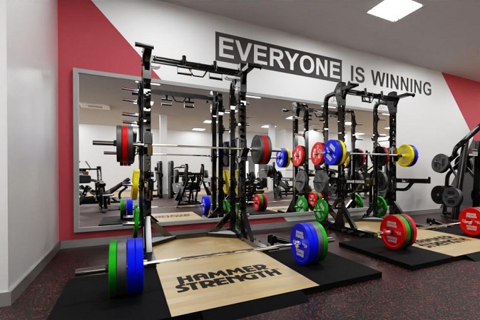 Free weights at Moorways gym - August 2023