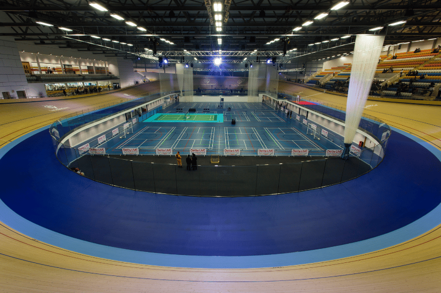 track cycling at derby arena with infield activities