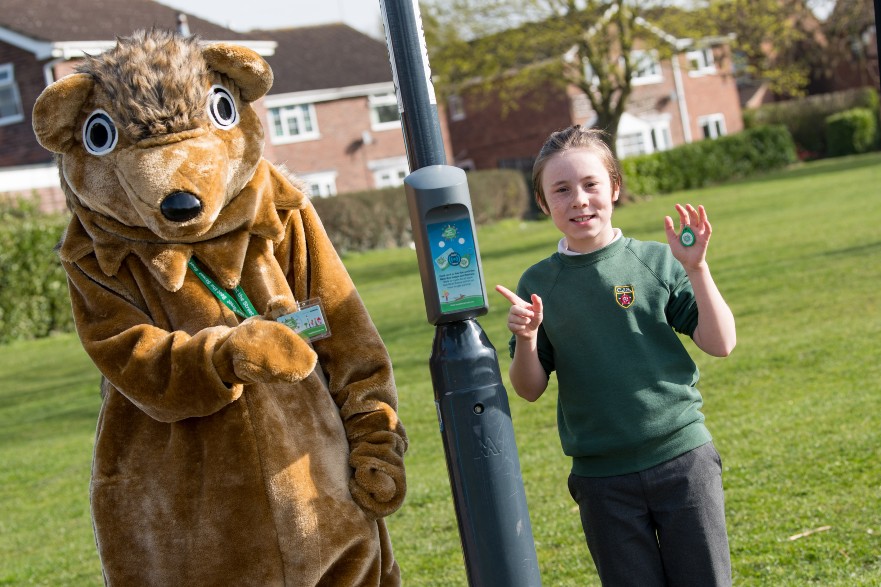 Dexter Brooks from Chellaston Junior School pictured with Beat the Street's mascot Beattie