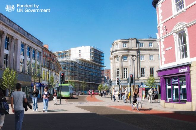 artists impression of improvements on Victoria and Albert Street. Funded by UK Government