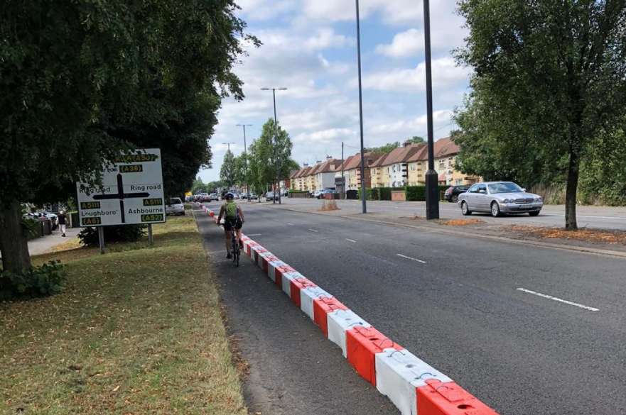 Temporary cycle lane on road