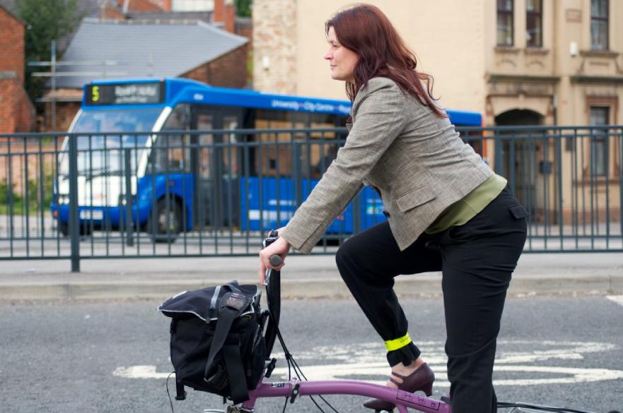 Woman riding bike