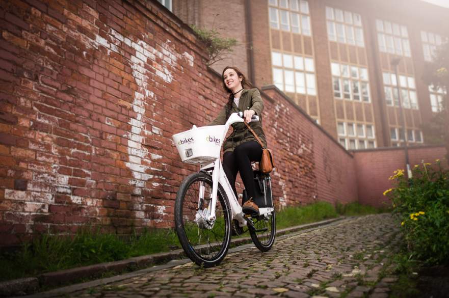 Woman riding ebike