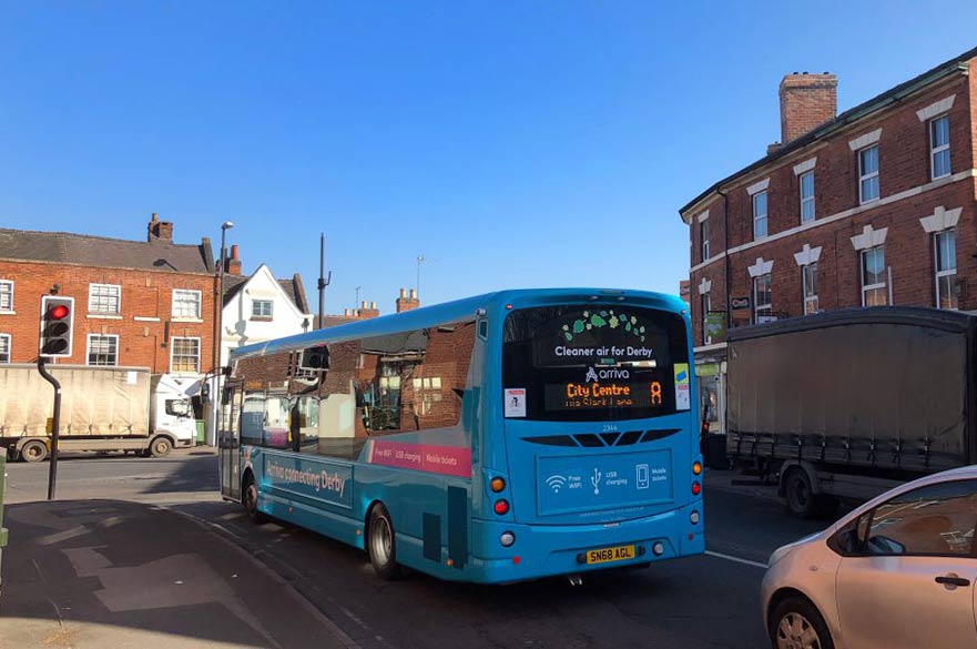 Bus at traffic lights