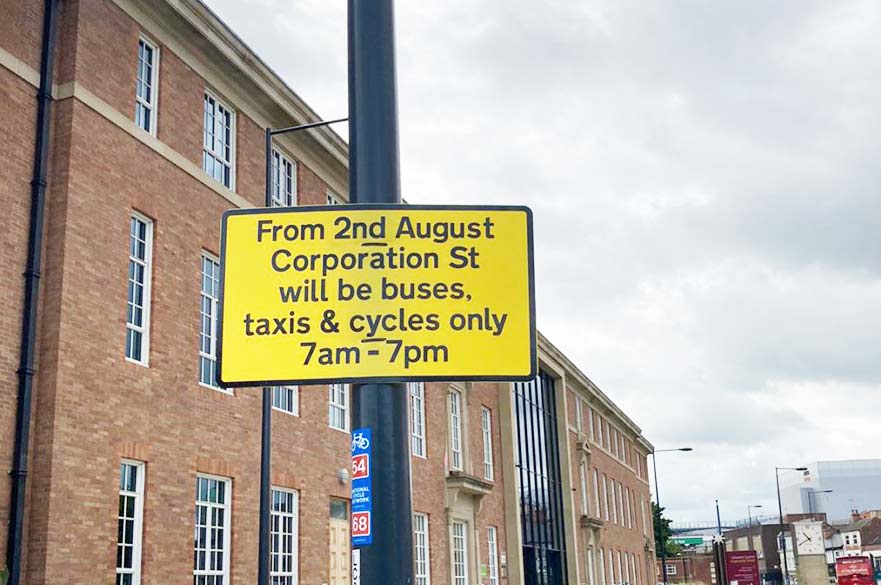 Corporation Street notice sign