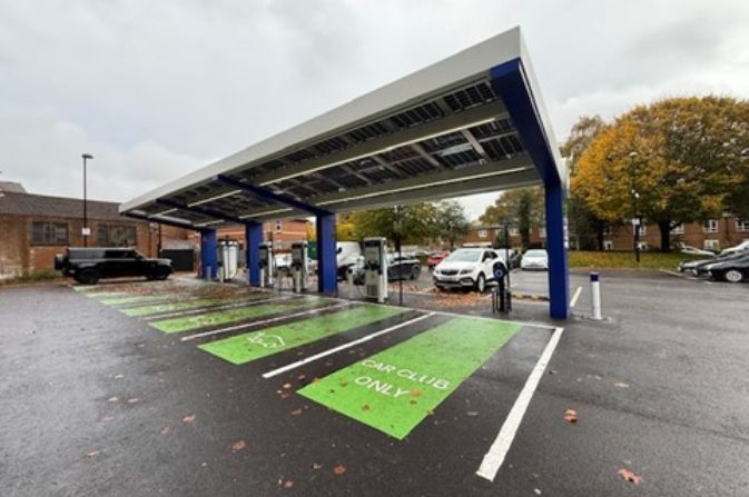 The EV chargers in the Grove Street Mobility Hub
