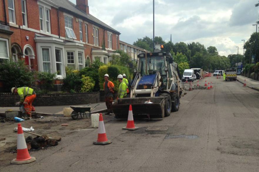 Road resurfacing Kedleston Road