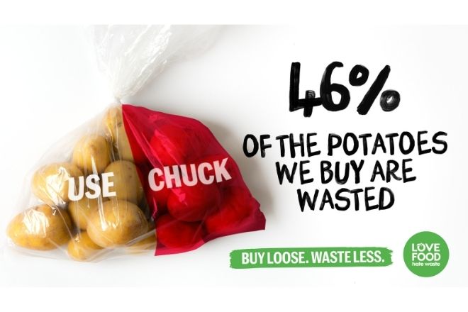 46% of the potatoes we buy are wasted. Buy loose, waste less.